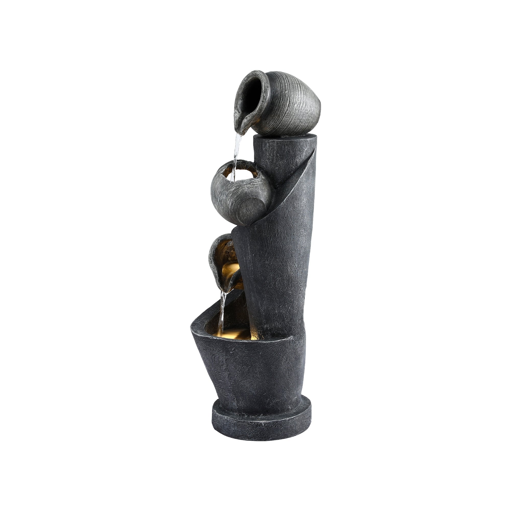 Solar Fountain Water Feature Cascading Fountain 3 - Tier Pot LED Lights 80CM Grey - Home & Garden > Fountains > Fountains & Ponds - Rivercity House & Home Co. (ABN 18 642 972 209) - Affordable Modern Furniture Australia
