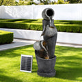 Solar 3-Tier Cascading Fountain with LED Lights 80CM - Grey