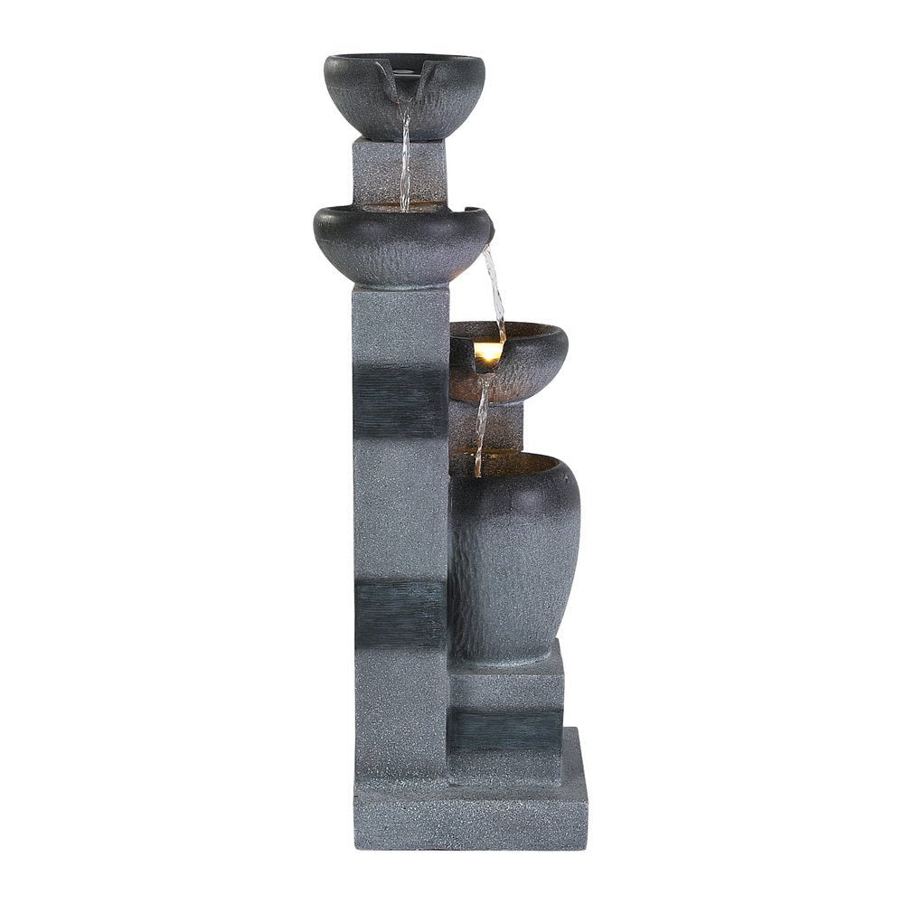 Solar Fountain Water Feature Outdoor Fountain Indoor 3 - Tier Bowl Cascading Grey - Home & Garden > Fountains > Fountain & Ponds Accessories - Rivercity House & Home Co. (ABN 18 642 972 209) - Affordable Modern Furniture Australia