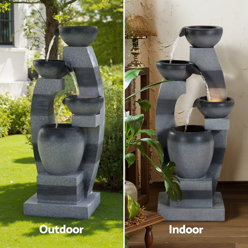 Solar Fountain Water Feature Outdoor Fountain Indoor 3 - Tier Bowl Cascading Grey - Home & Garden > Fountains > Fountain & Ponds Accessories - Rivercity House & Home Co. (ABN 18 642 972 209) - Affordable Modern Furniture Australia