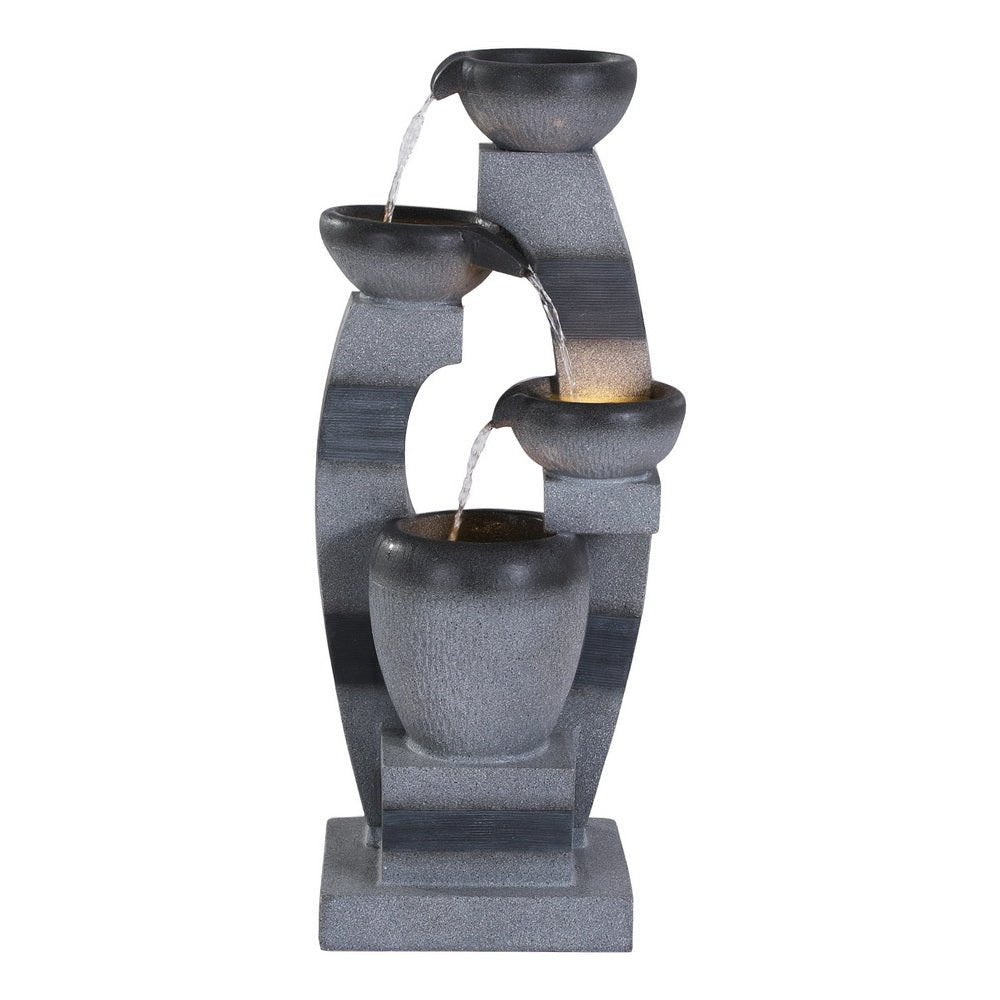 Solar Fountain Water Feature Outdoor Fountain Indoor 3 - Tier Bowl Cascading Grey - Home & Garden > Fountains > Fountain & Ponds Accessories - Rivercity House & Home Co. (ABN 18 642 972 209) - Affordable Modern Furniture Australia