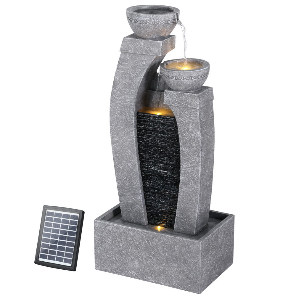 Solar Fountain Water Feature Outdoor Fountain Indoor 3 - Tier Cascading Grey - Home & Garden > Fountains > Fountain & Ponds Accessories - Rivercity House & Home Co. (ABN 18 642 972 209) - Affordable Modern Furniture Australia