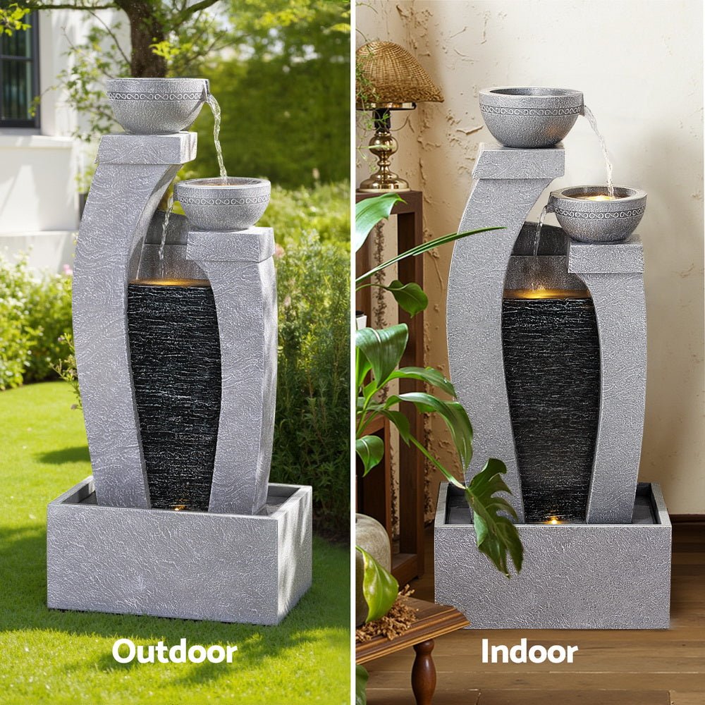 Solar Fountain Water Feature Outdoor Fountain Indoor 3 - Tier Cascading Grey - Home & Garden > Fountains > Fountain & Ponds Accessories - Rivercity House & Home Co. (ABN 18 642 972 209) - Affordable Modern Furniture Australia