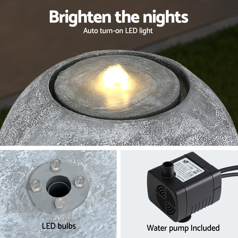 Solar Fountain Water Feature Outdoor Fountain LED Lights Beige - Home & Garden > Fountains > Fountain & Ponds Accessories - Rivercity House & Home Co. (ABN 18 642 972 209) - Affordable Modern Furniture Australia