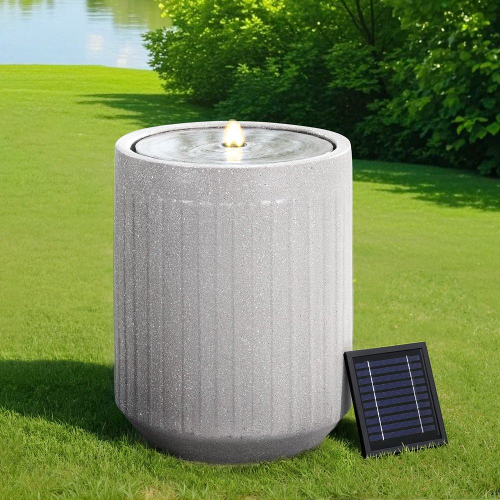 Solar Fountain Water Feature Outdoor Fountain LED Lights Beige - Home & Garden > Fountains > Fountain & Ponds Accessories - Rivercity House & Home Co. (ABN 18 642 972 209) - Affordable Modern Furniture Australia