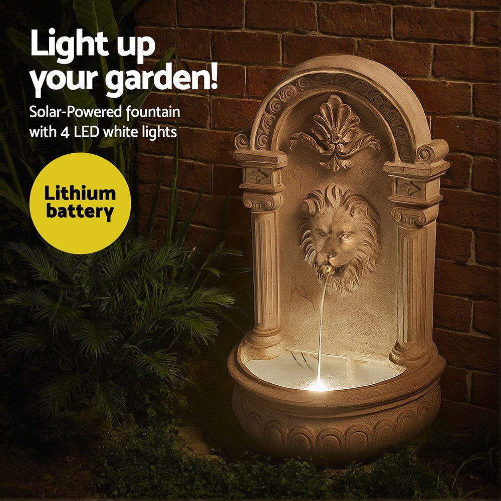 Solar Fountain Water Feature Wall Mount Garden Fountains 77CM Beige - Home & Garden > Fountains > Fountains & Ponds - Rivercity House & Home Co. (ABN 18 642 972 209) - Affordable Modern Furniture Australia