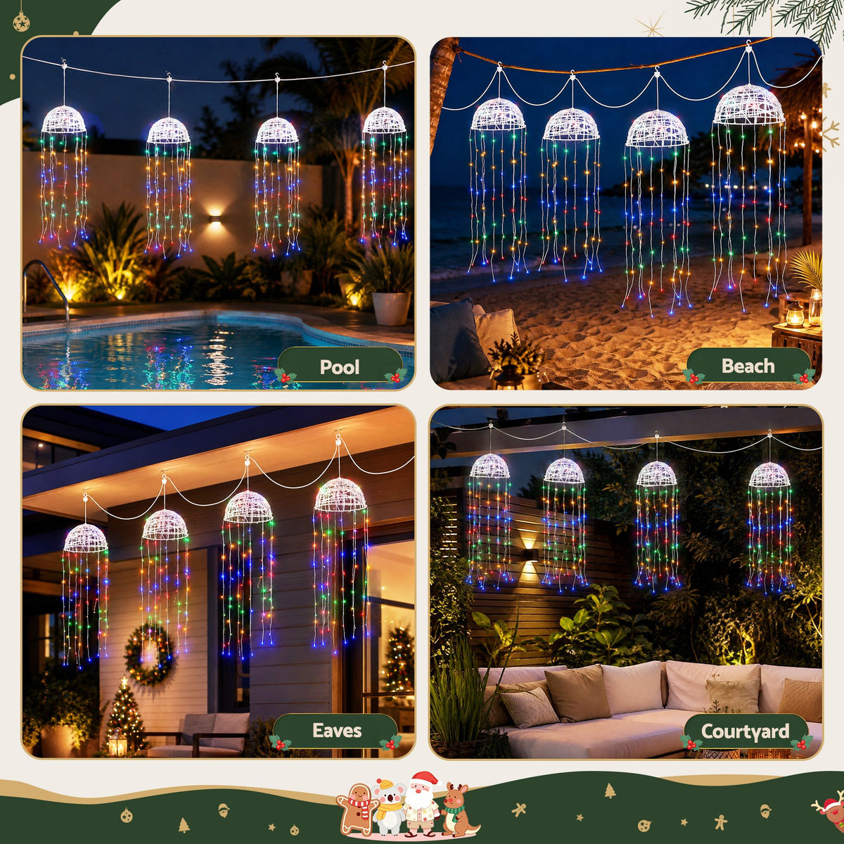 Solar Jellyfish Christmas Garden Lights 4-Pack with Multi-Colour LEDs - Occasions > Christmas > Outdoor Decorations & Lights - Rivercity House & Home Co. (ABN 18 642 972 209) - Affordable Modern Furniture Australia