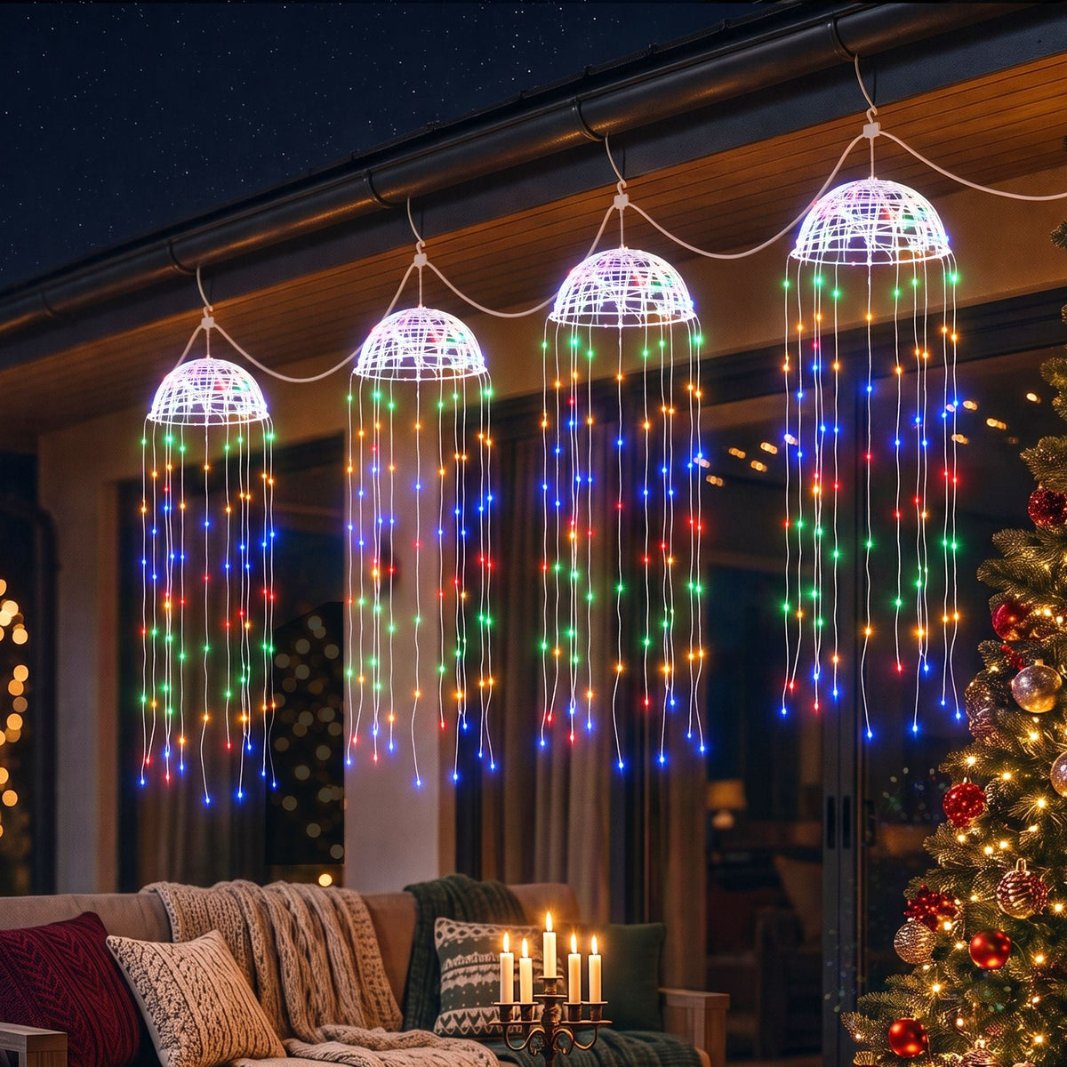 Solar Jellyfish Christmas Garden Lights 4-Pack with Multi-Colour LEDs - Occasions > Christmas > Outdoor Decorations & Lights - Rivercity House & Home Co. (ABN 18 642 972 209) - Affordable Modern Furniture Australia