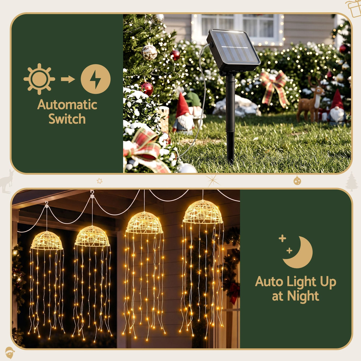 Solar Jellyfish Christmas Lights 4-Pack with 224 Warm White LEDs - Warm White - Occasions > Christmas > Outdoor Decorations & Lights - Rivercity House & Home Co. (ABN 18 642 972 209) - Affordable Modern Furniture Australia