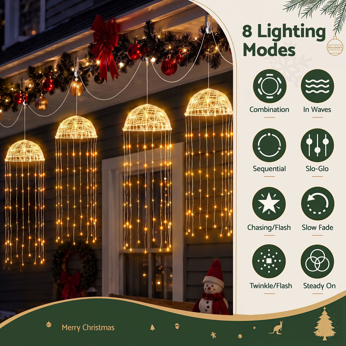 Solar Jellyfish Christmas Lights 4-Pack with 224 Warm White LEDs - Warm White - Occasions > Christmas > Outdoor Decorations & Lights - Rivercity House & Home Co. (ABN 18 642 972 209) - Affordable Modern Furniture Australia