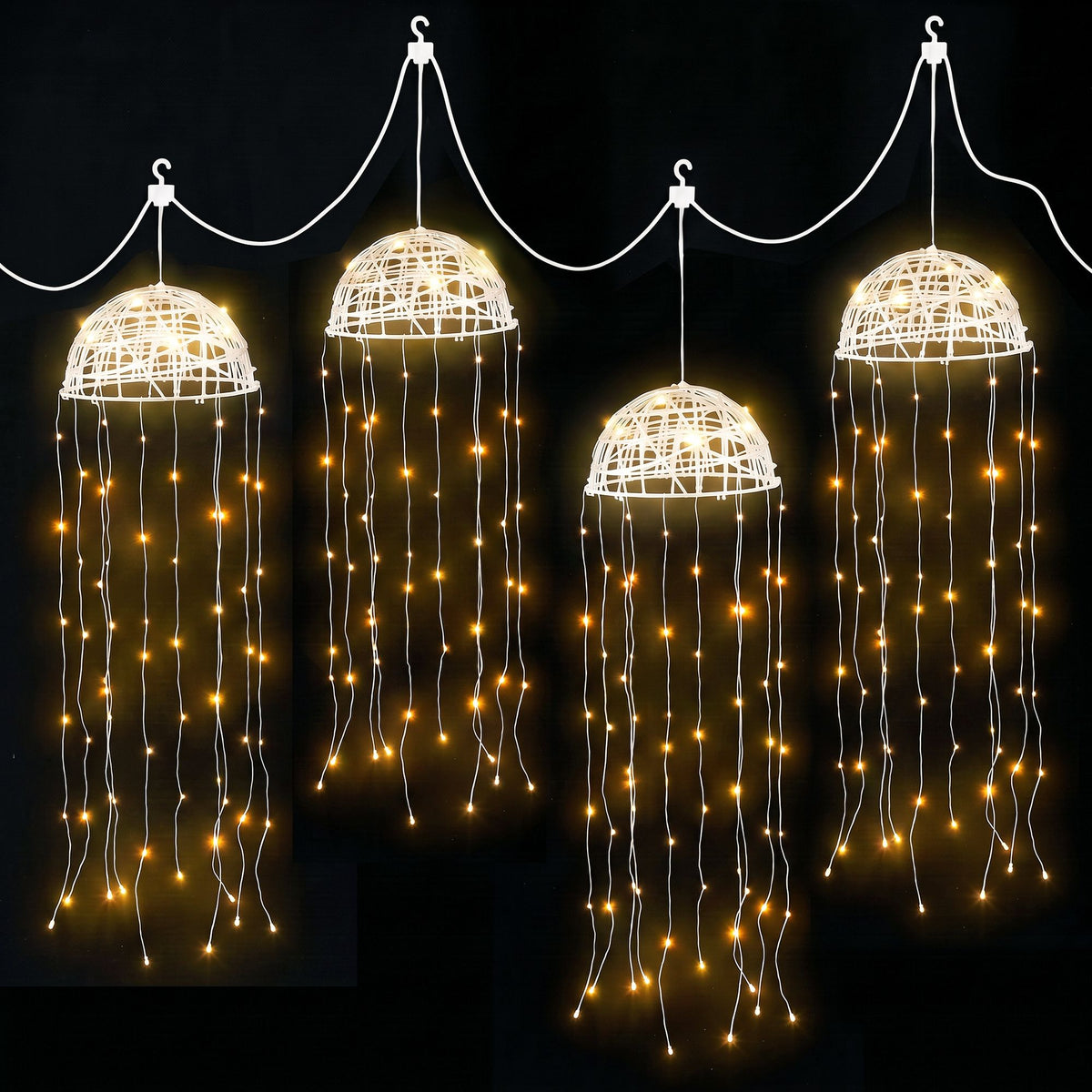 Solar Jellyfish Christmas Lights 4-Pack with 224 Warm White LEDs - Warm White - Occasions > Christmas > Outdoor Decorations & Lights - Rivercity House & Home Co. (ABN 18 642 972 209) - Affordable Modern Furniture Australia