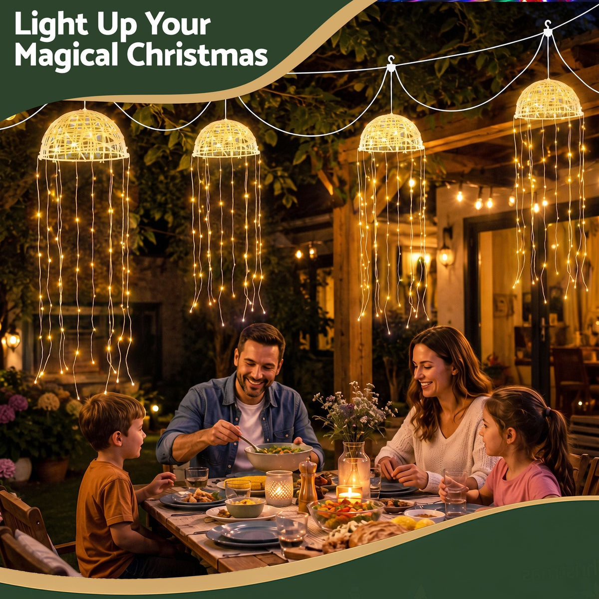 Solar Jellyfish Christmas Lights 4-Pack with 224 Warm White LEDs - Warm White - Occasions > Christmas > Outdoor Decorations & Lights - Rivercity House & Home Co. (ABN 18 642 972 209) - Affordable Modern Furniture Australia