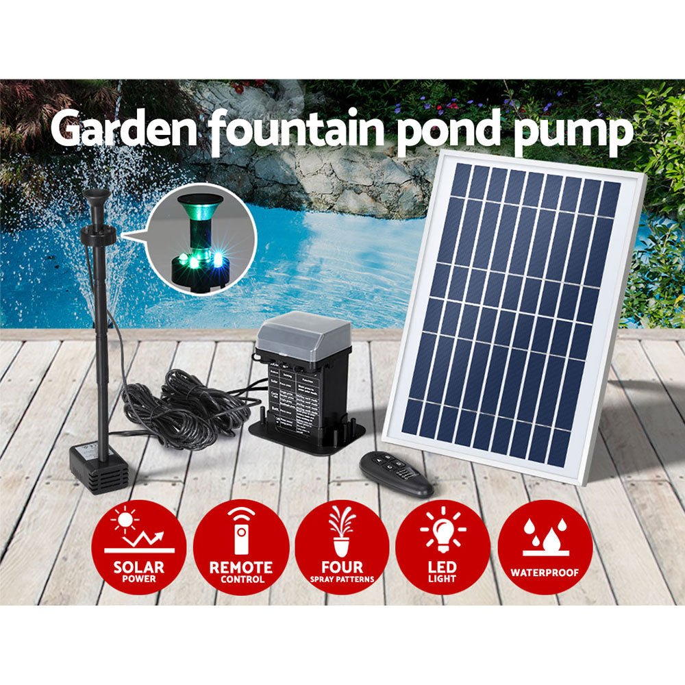 Solar Pond Pump Submersible Fountain with Battery Kit LED Lights 5.2FT - Home & Garden > Fountains > Fountain & Ponds Accessories - Rivercity House & Home Co. (ABN 18 642 972 209) - Affordable Modern Furniture Australia