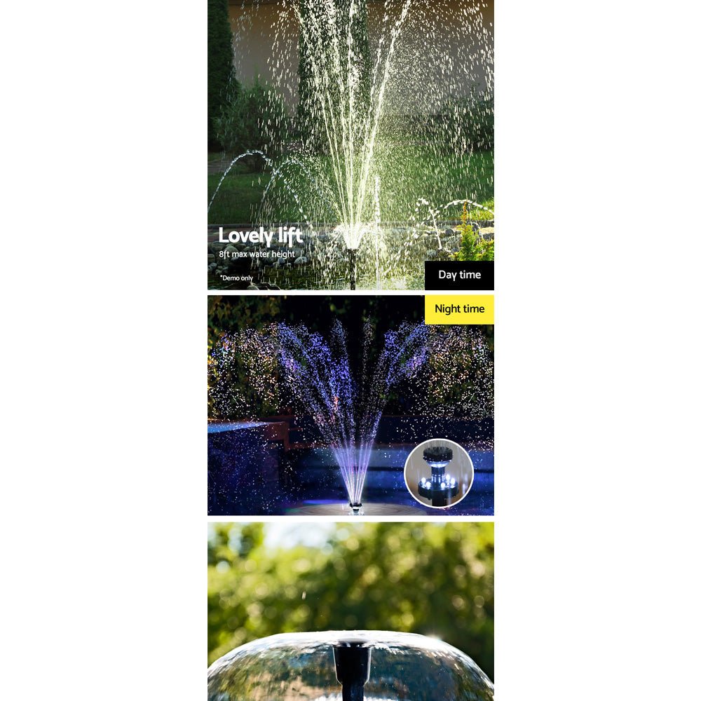 Solar Pond Pump Submersible Water Fountain with Battery Kit LED Lights 6.6FT - Home & Garden > Fountains > Fountain & Ponds Accessories - Rivercity House & Home Co. (ABN 18 642 972 209) - Affordable Modern Furniture Australia