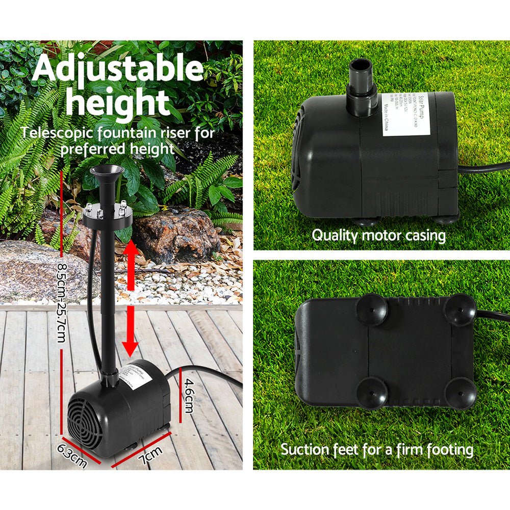 Solar Pond Pump with Battery Kit LED Lights 8.8 FT - Home & Garden > Fountains > Fountain & Ponds Accessories - Rivercity House & Home Co. (ABN 18 642 972 209) - Affordable Modern Furniture Australia