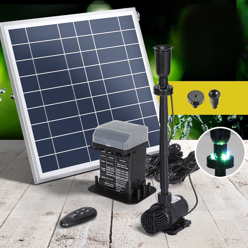 Solar Pond Pump with Battery Kit LED Lights 9.8FT - Home & Garden > Fountains > Fountain & Ponds Accessories - Rivercity House & Home Co. (ABN 18 642 972 209) - Affordable Modern Furniture Australia