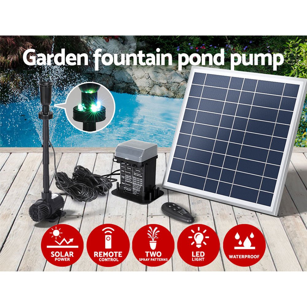 Solar Pond Pump with Battery Kit LED Lights 9.8FT - Home & Garden > Fountains > Fountain & Ponds Accessories - Rivercity House & Home Co. (ABN 18 642 972 209) - Affordable Modern Furniture Australia