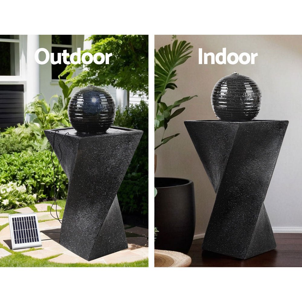 Solar Powered Water Fountain Twist Design with Lights - Rivercity House & Home Co. (ABN 18 642 972 209) - Affordable Modern Furniture Australia
