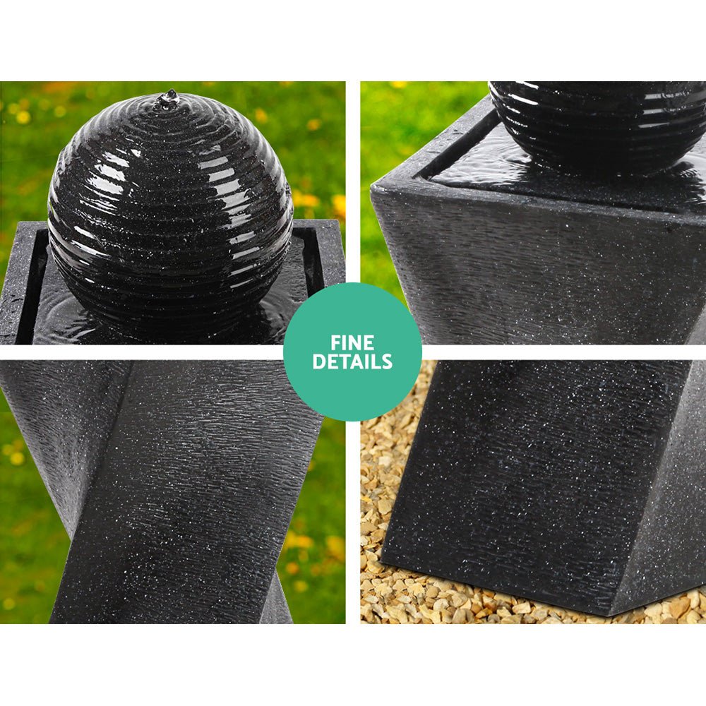 Solar Powered Water Fountain Twist Design with Lights - Rivercity House & Home Co. (ABN 18 642 972 209) - Affordable Modern Furniture Australia