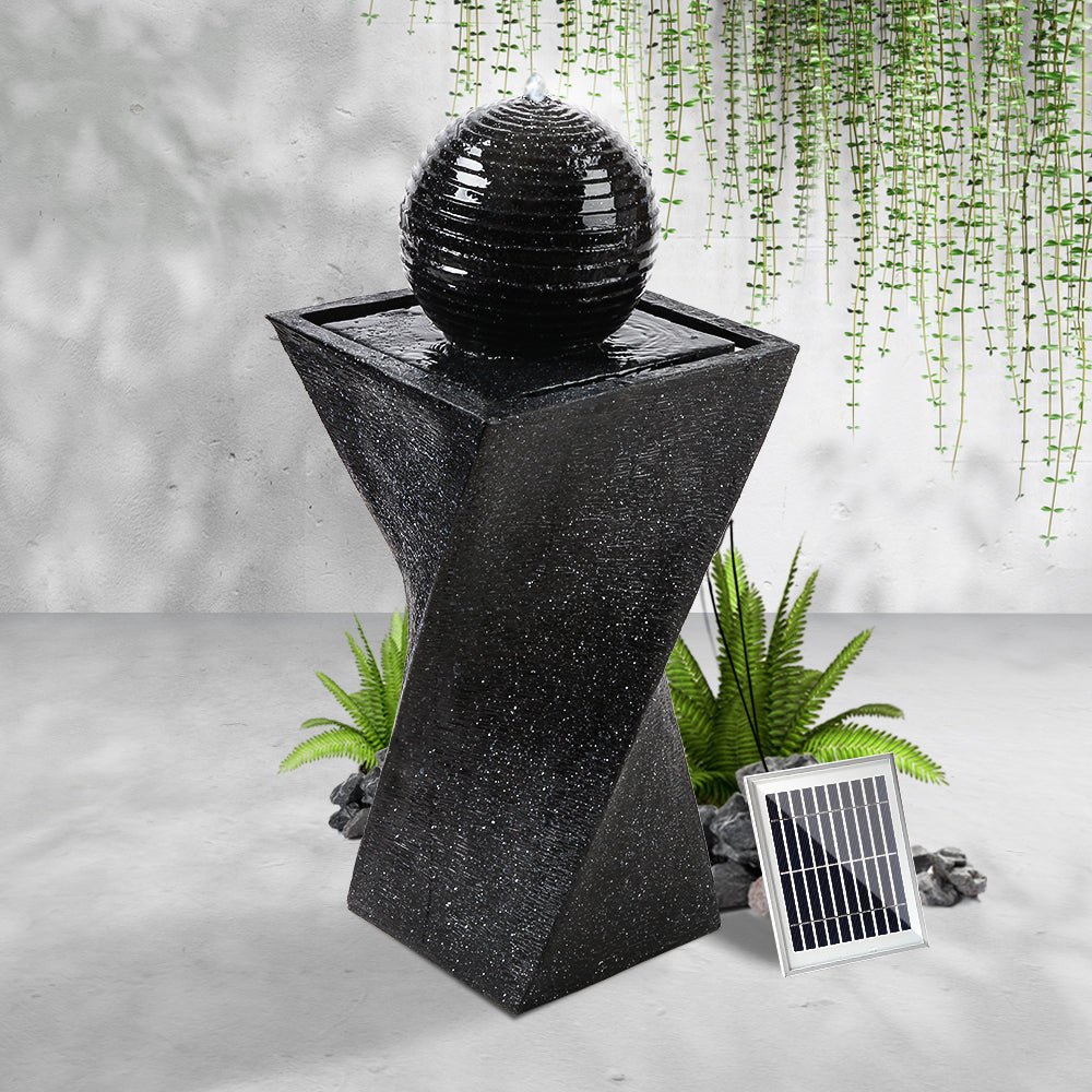 Solar Powered Water Fountain Twist Design with Lights - Rivercity House & Home Co. (ABN 18 642 972 209) - Affordable Modern Furniture Australia