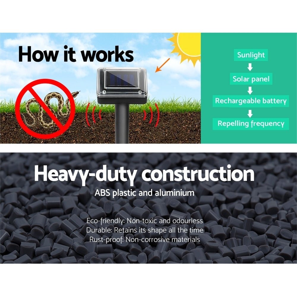 Solar Snake Repeller 8X Multi Pulse Ultrasonic Powered Pest Repellent - Pet Care > Pest Control > Household Insect Repellents - Rivercity House & Home Co. (ABN 18 642 972 209) - Affordable Modern Furniture Australia