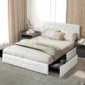 Sorrento Queen Bed Frame with Drawers & Tufted Headboard – Cream