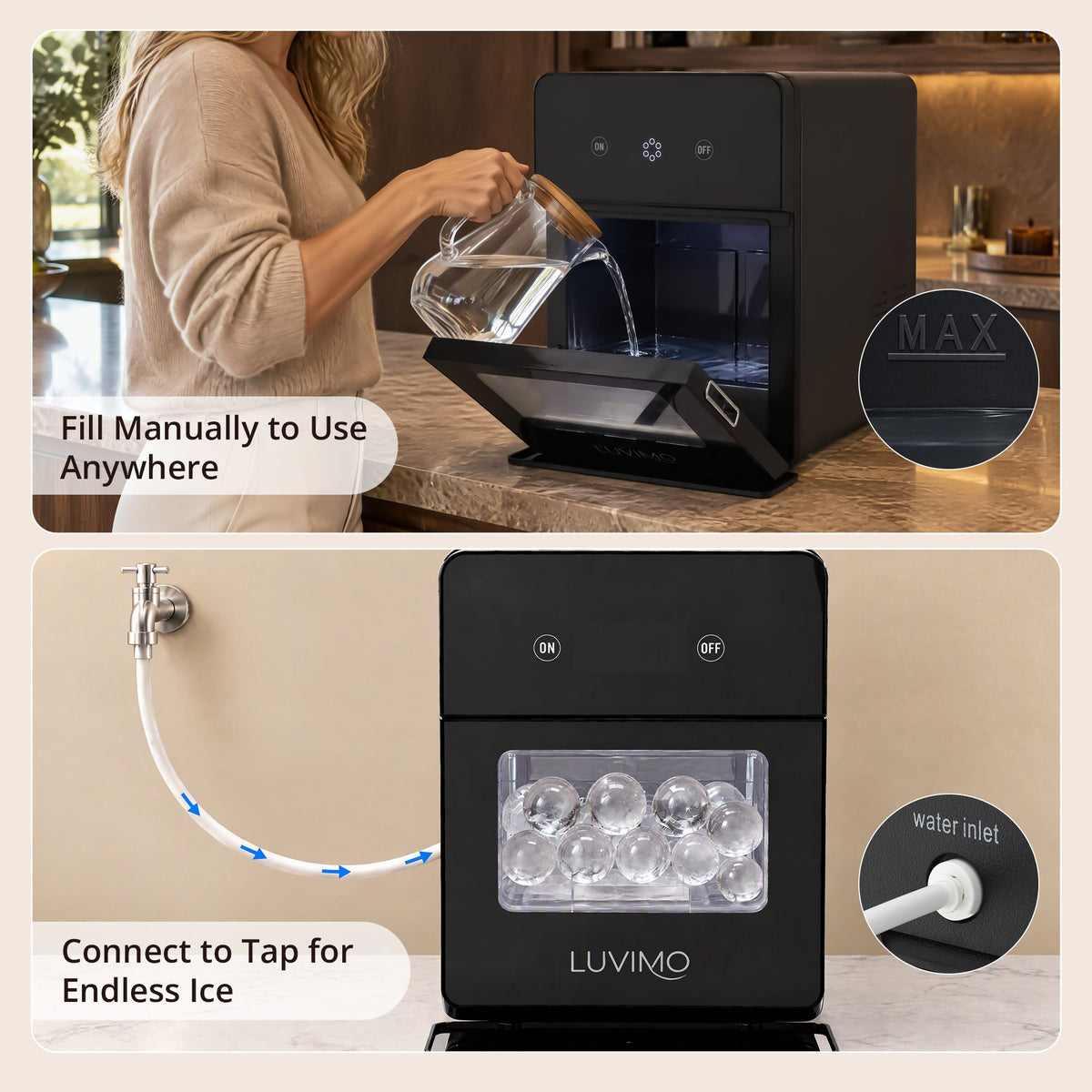 Sphere Ice Maker Machine 50mm Ice Balls 140pcs/Day for Whiskey and Wine - Appliances > Kitchen Appliances > Ice Makers - Rivercity House & Home Co. (ABN 18 642 972 209) - Affordable Modern Furniture Australia