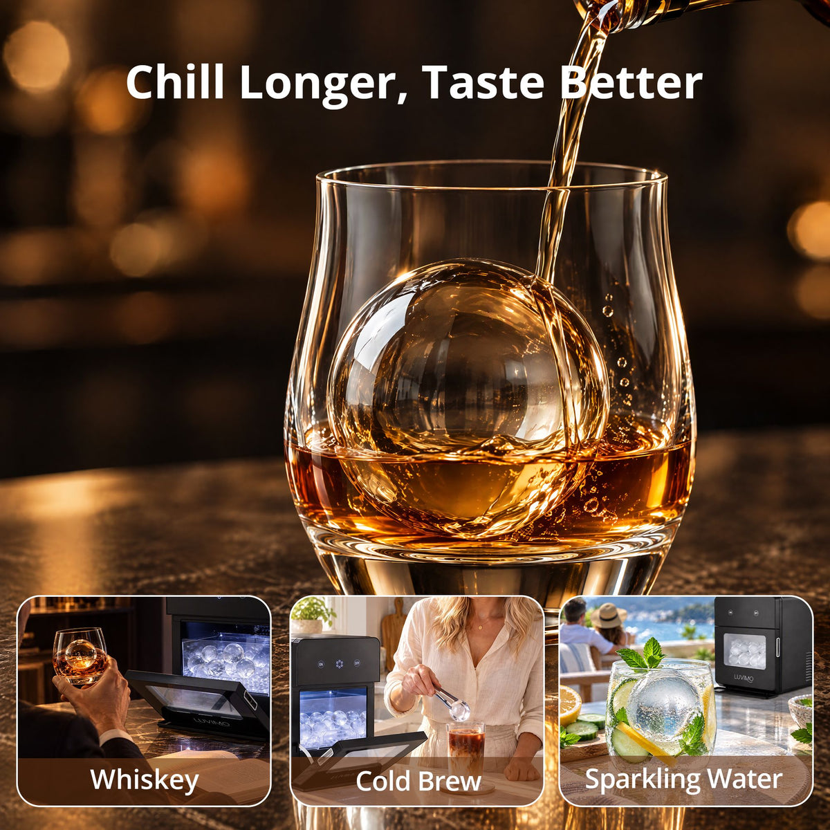 Sphere Ice Maker Machine 50mm Ice Balls 140pcs/Day for Whiskey and Wine - Appliances > Kitchen Appliances > Ice Makers - Rivercity House & Home Co. (ABN 18 642 972 209) - Affordable Modern Furniture Australia