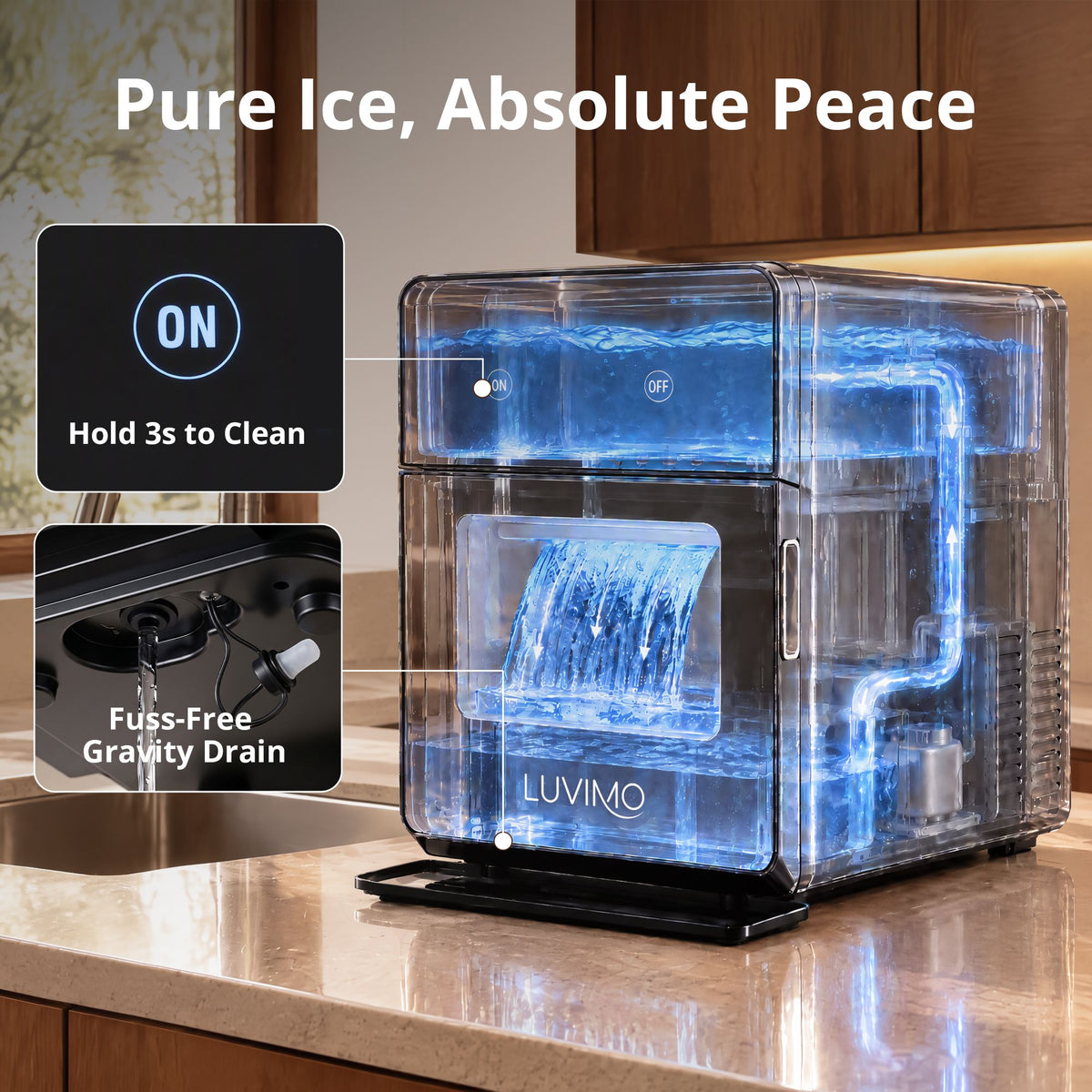 Sphere Ice Maker Machine 50mm Ice Balls 140pcs/Day for Whiskey and Wine - Appliances > Kitchen Appliances > Ice Makers - Rivercity House & Home Co. (ABN 18 642 972 209) - Affordable Modern Furniture Australia