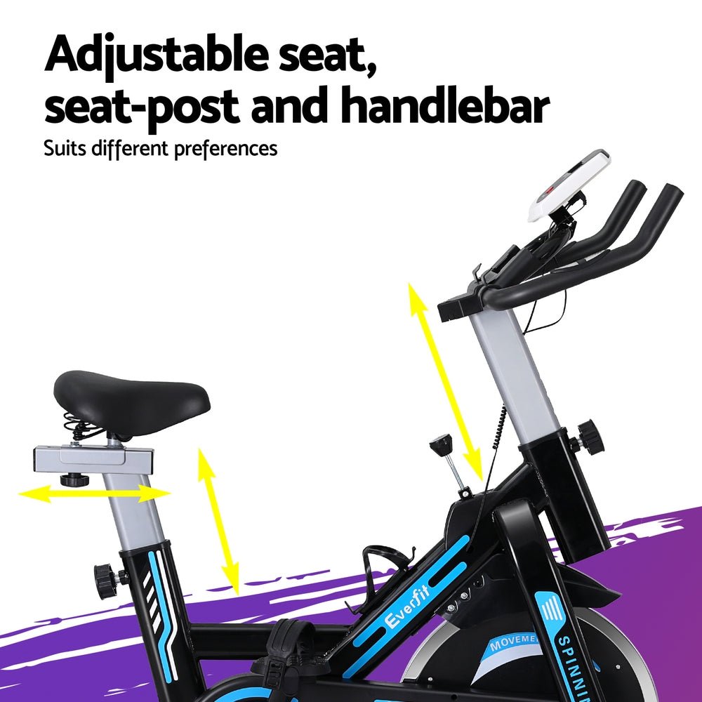 Spin Exercise Bike with 13kg Flywheel and 150kg Capacity - Black - Sports & Fitness > Exercise, Gym & Fitness > Exercise Bikes - Rivercity House & Home Co. (ABN 18 642 972 209) - Affordable Modern Furniture Australia
