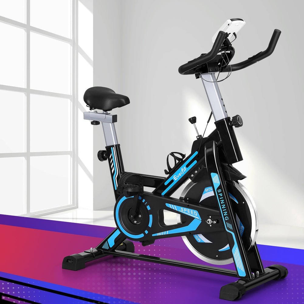 Spin Exercise Bike with 13kg Flywheel and 150kg Capacity - Black - Sports & Fitness > Exercise, Gym & Fitness > Exercise Bikes - Rivercity House & Home Co. (ABN 18 642 972 209) - Affordable Modern Furniture Australia