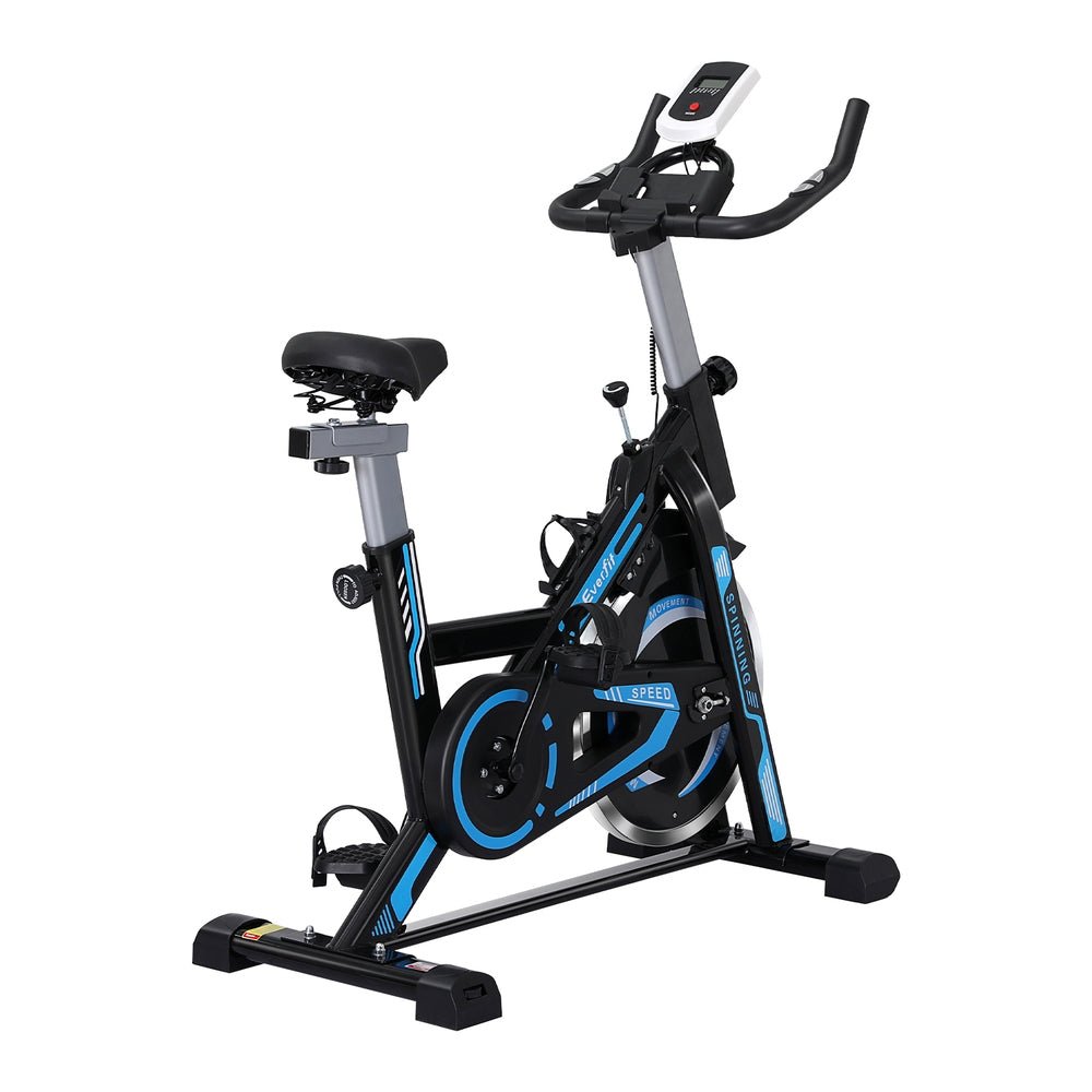Spin Exercise Bike with 13kg Flywheel and 150kg Capacity - Black - Sports & Fitness > Exercise, Gym & Fitness > Exercise Bikes - Rivercity House & Home Co. (ABN 18 642 972 209) - Affordable Modern Furniture Australia