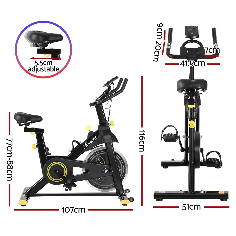 Spin Exercise Bike with Bluetooth APP Connectivity for Cardio Workouts - Black - Sports & Fitness > Exercise, Gym & Fitness > Exercise Bikes - Rivercity House & Home Co. (ABN 18 642 972 209) - Affordable Modern Furniture Australia