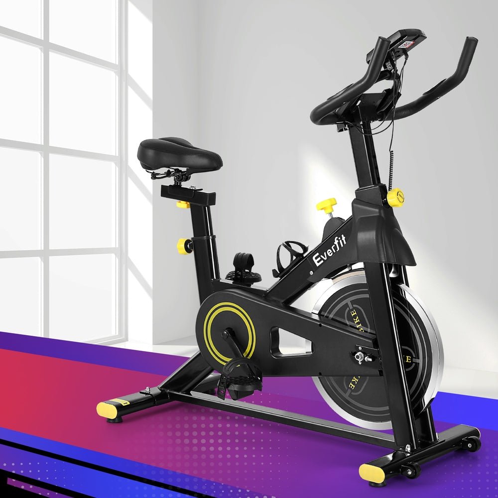 Spin Exercise Bike with Bluetooth APP Connectivity for Cardio Workouts - Black - Sports & Fitness > Exercise, Gym & Fitness > Exercise Bikes - Rivercity House & Home Co. (ABN 18 642 972 209) - Affordable Modern Furniture Australia