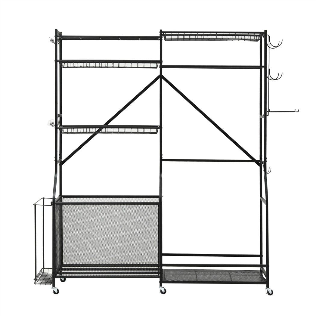 Sports Equipment Organizer Rack 174cm Multi Garage Storage for Golf Bag - Black - Sports & Fitness > Exercise, Gym & Fitness > Gym Equipment & Accessories - Rivercity House & Home Co. (ABN 18 642 972 209) - Affordable Modern Furniture Australia