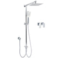 Square 8" 2-in-1 Rain Shower Head with 3-Mode Handheld & Sliding Rail Set Twin Taps - Chrome