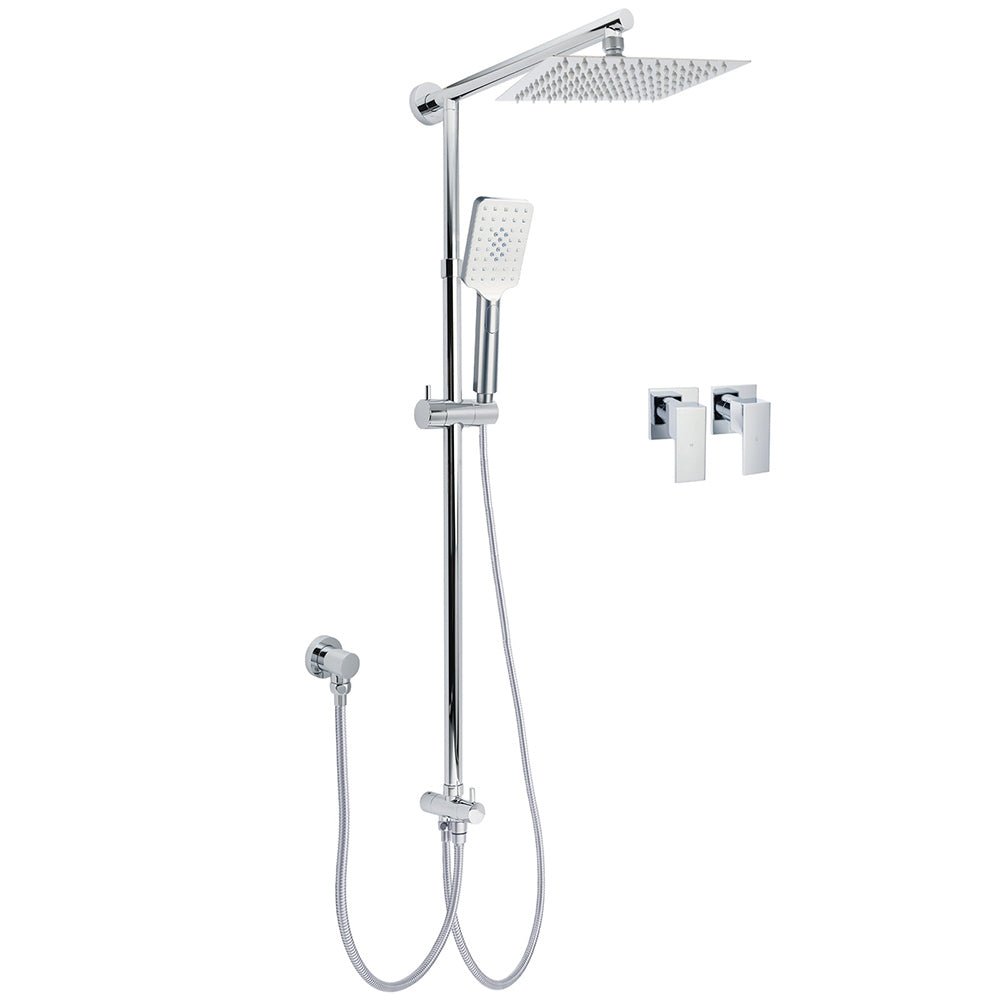 Square 8" Rain Shower Head 3 Mode Handheld Sliding Rail Arm 2 IN 1 Set Twin Taps - Furniture > Bathroom > Shower Heads & Screens - Rivercity House & Home Co. (ABN 18 642 972 209) - Affordable Modern Furniture Australia
