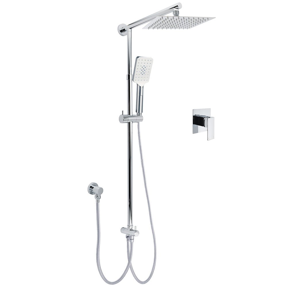 Square 8" Rain Shower Head 3 Mode Handheld Sliding Rail Arm Twin Set Diverter Mixer - Furniture > Bathroom > Shower Heads & Screens - Rivercity House & Home Co. (ABN 18 642 972 209) - Affordable Modern Furniture Australia