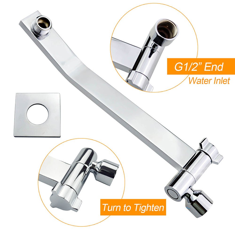 Square Chrome Brass Up & Down Adjustable Wall Mounted Shower Arm For Shower Head - Furniture > Bathroom > Shower Heads & Screens - Rivercity House & Home Co. (ABN 18 642 972 209) - Affordable Modern Furniture Australia