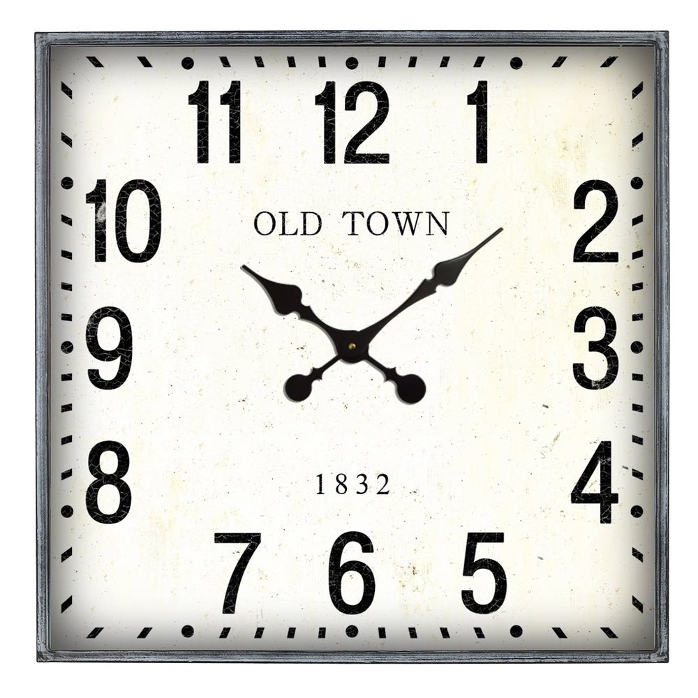 Square Iron Wall Clock 68cm - Rustic Cream - Home & Garden > Decor > Clocks - Rivercity House & Home Co. (ABN 18 642 972 209) - Affordable Modern Furniture Australia
