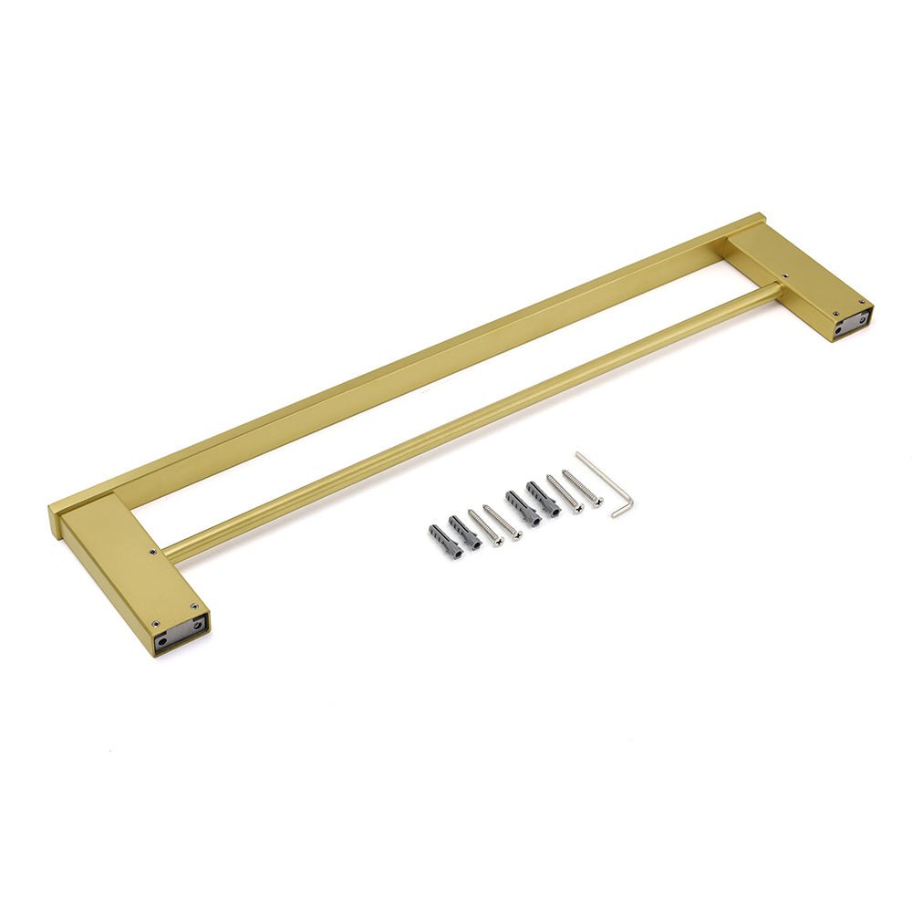 Square SUS Double Towel Rail Rack 600mm Brushed Gold Hanger Holder Bar Bathroom - Home & Garden > Bathroom Accessories > Shower Accessories - Rivercity House & Home Co. (ABN 18 642 972 209) - Affordable Modern Furniture Australia