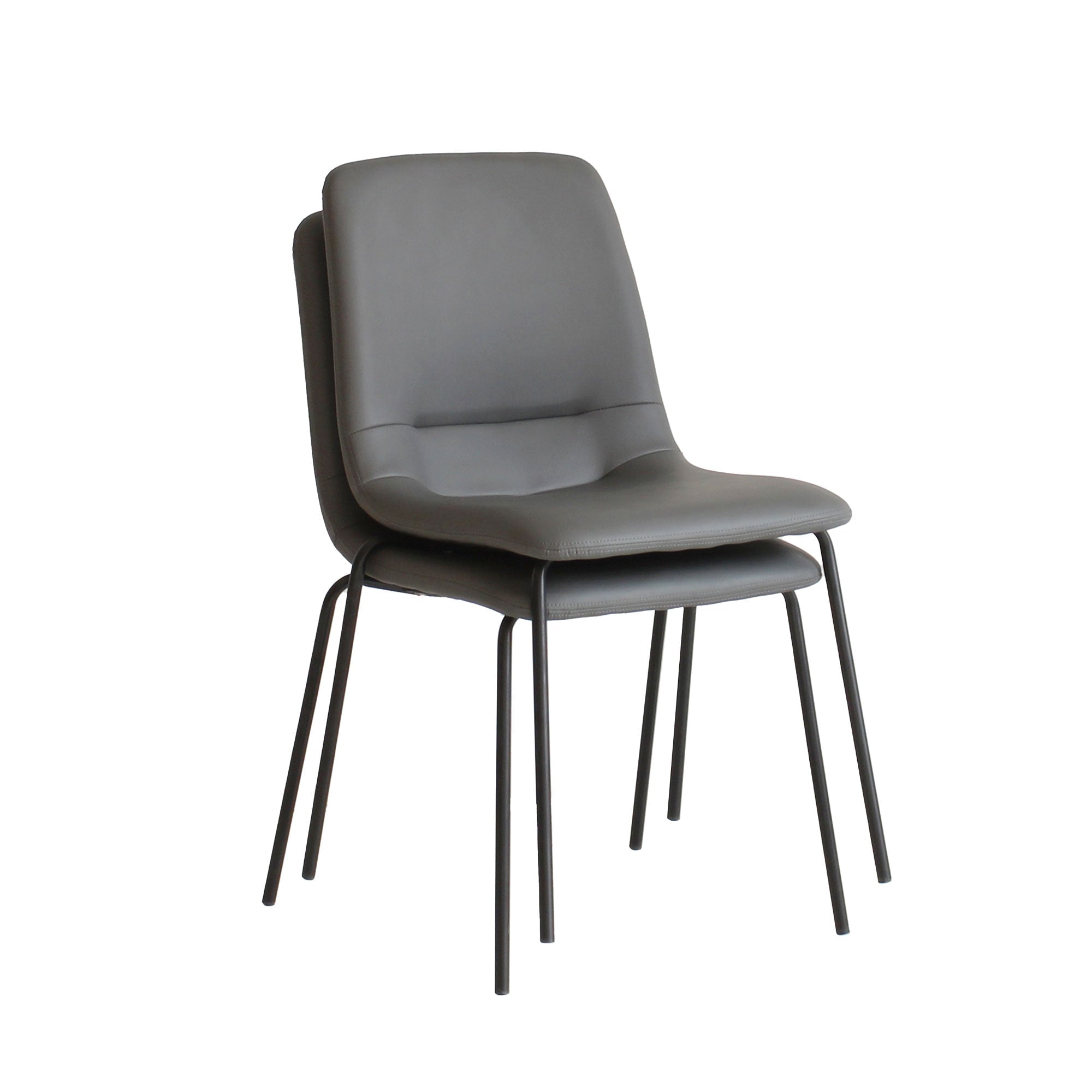 Stackable Dining Chairs Set of 4 with Steel Frame - Grey - Rivercity House & Home Co. (ABN 18 642 972 209) - Affordable Modern Furniture Australia