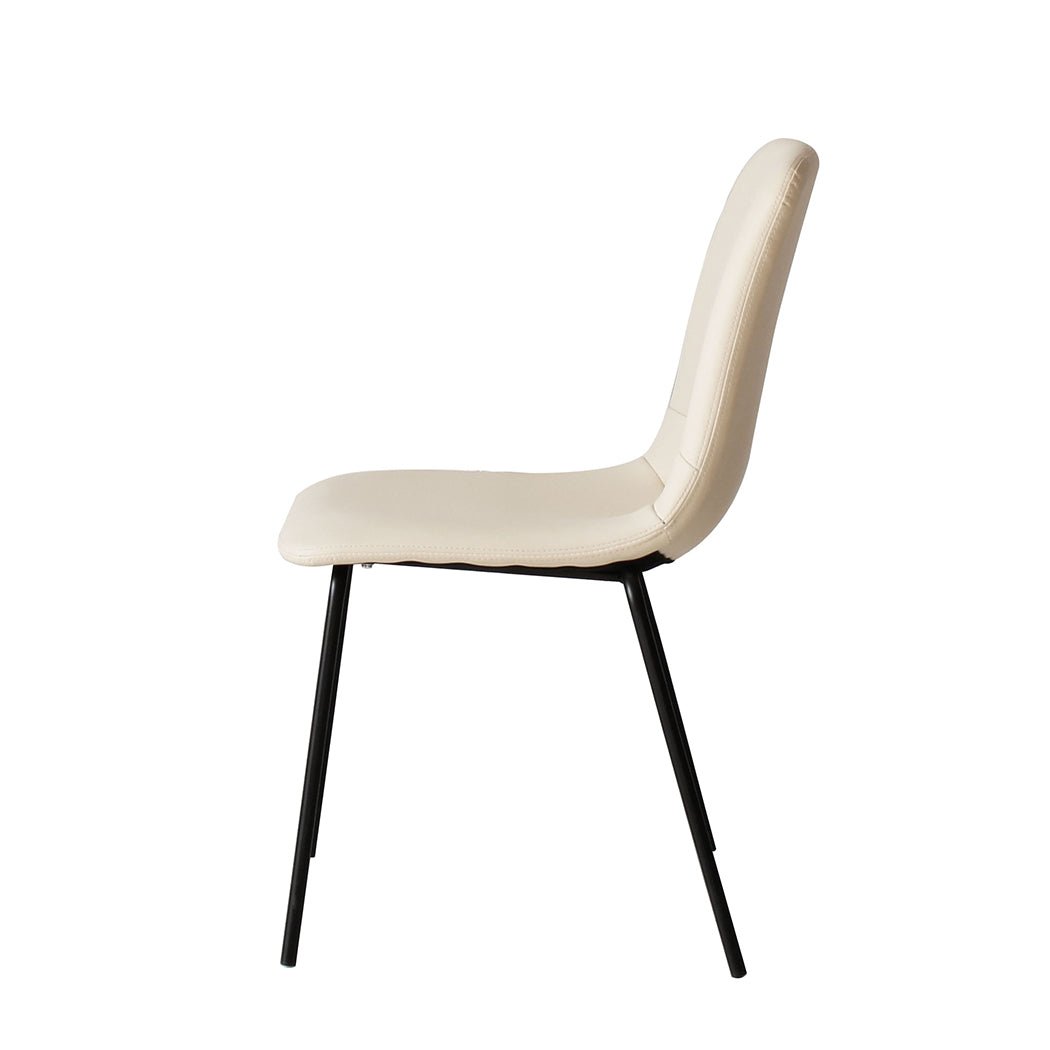 Stackable Dining Chairs Set of 8 with PU Leather Upholstery - Beige - Rivercity House & Home Co. (ABN 18 642 972 209) - Affordable Modern Furniture Australia