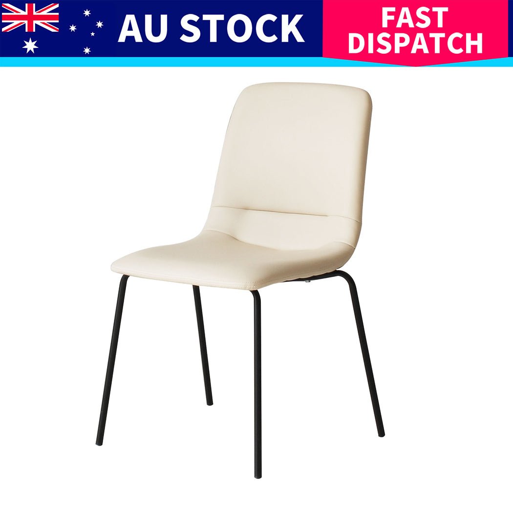 Stackable Dining Chairs Set of 8 with PU Leather Upholstery - Beige - Rivercity House & Home Co. (ABN 18 642 972 209) - Affordable Modern Furniture Australia