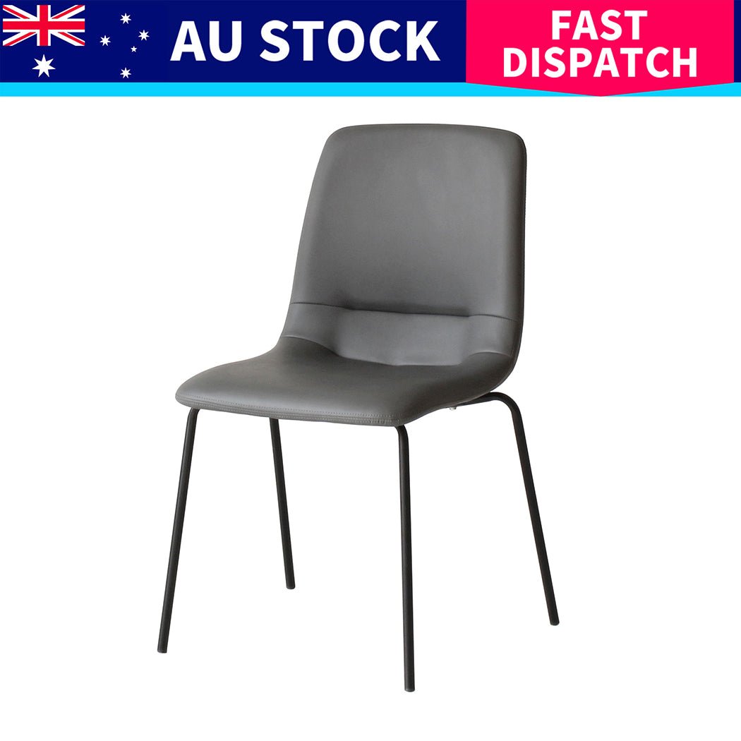 Stackable Dining Chairs Set of 8 with PU Leather Upholstery - Dark Grey - Rivercity House & Home Co. (ABN 18 642 972 209) - Affordable Modern Furniture Australia