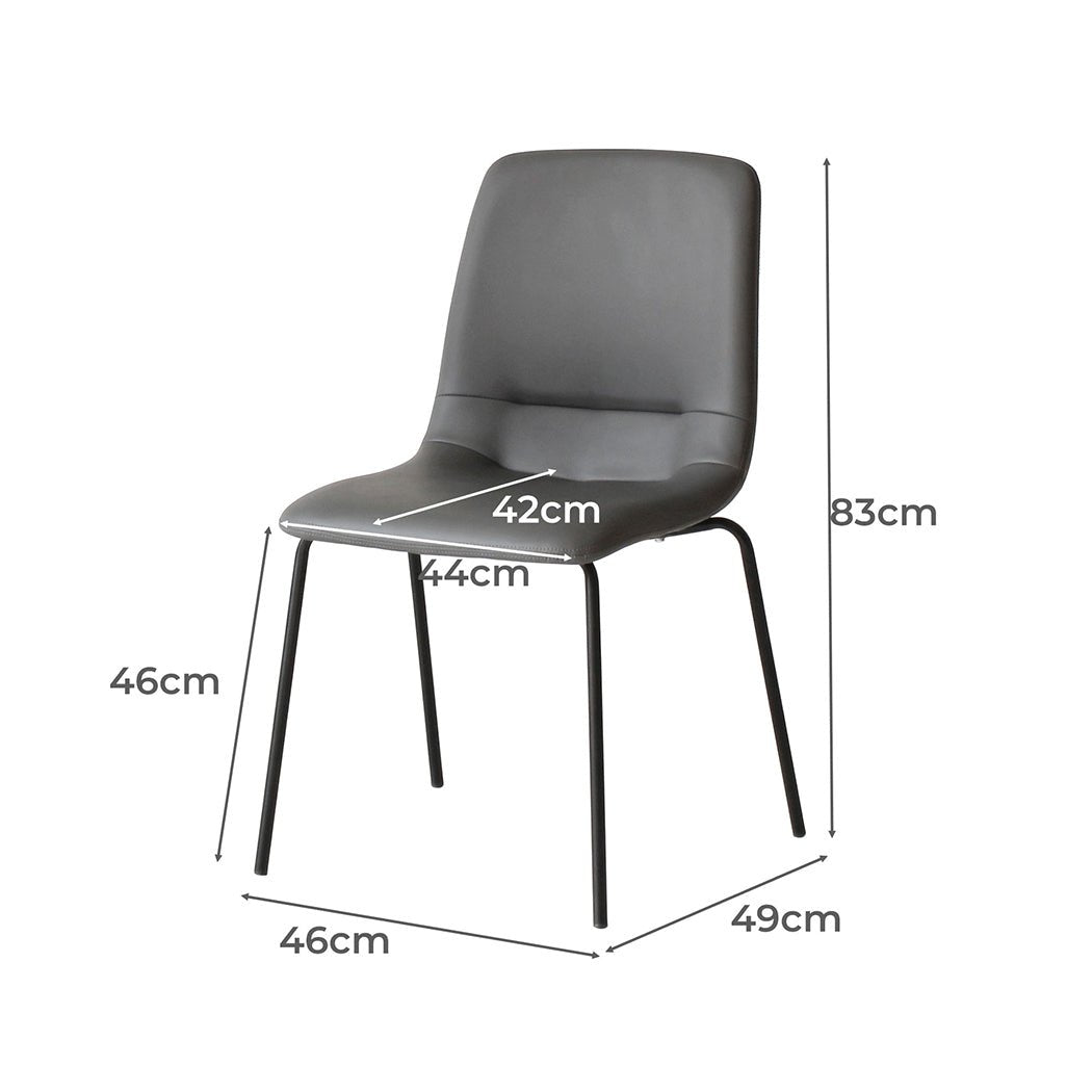 Stackable Dining Chairs Set of 8 with PU Leather Upholstery - Dark Grey - Rivercity House & Home Co. (ABN 18 642 972 209) - Affordable Modern Furniture Australia