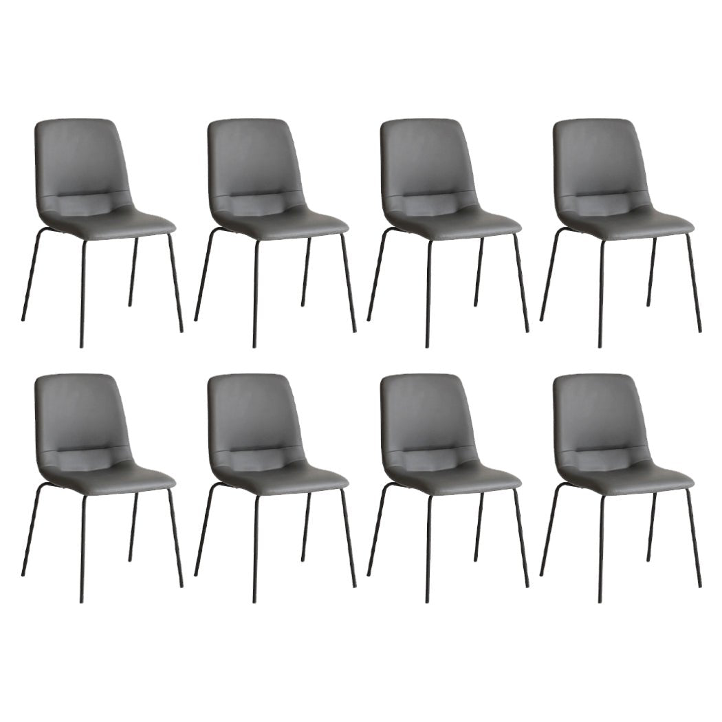 Stackable Dining Chairs Set of 8 with PU Leather Upholstery - Dark Grey - Rivercity House & Home Co. (ABN 18 642 972 209) - Affordable Modern Furniture Australia