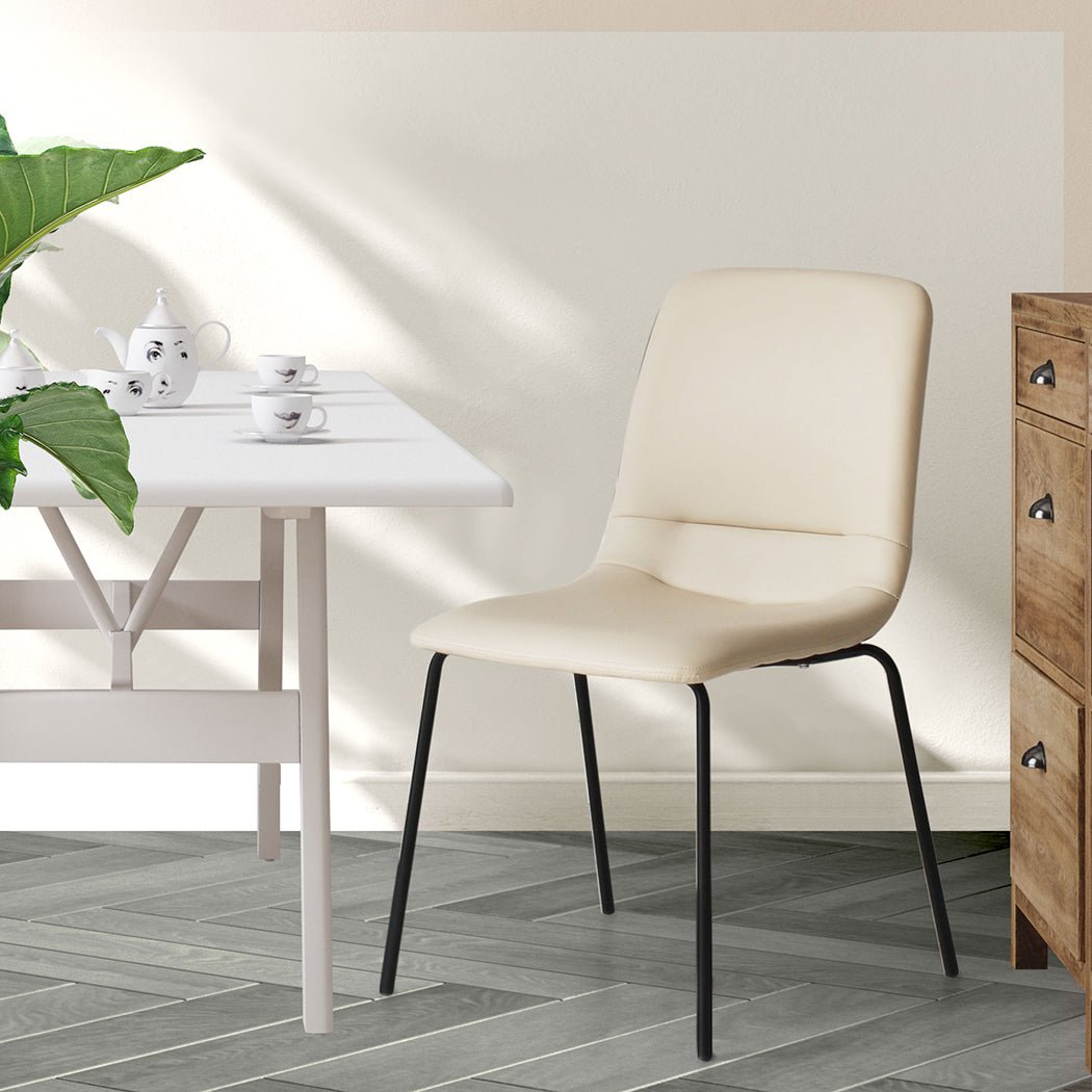 Stackable Kitchen Dining Chairs Set of 4 - Beige - Rivercity House & Home Co. (ABN 18 642 972 209) - Affordable Modern Furniture Australia
