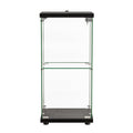 Stacked 2-Tier Tempered Glass Display Cabinet with Lock - Black