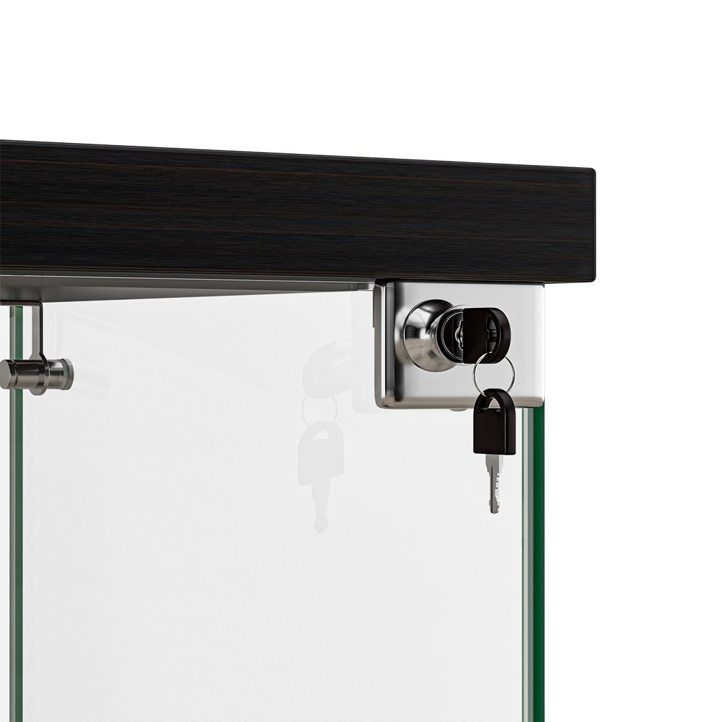 Stacked 2 - Tier Tempered Glass Display Cabinet with Lock - Black - Rivercity House & Home Co. (ABN 18 642 972 209) - Affordable Modern Furniture Australia